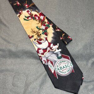 Tabasco Christmas Novelty Necktie Reindeer Holiday Tie McIlhenny Co Pepper Sauce